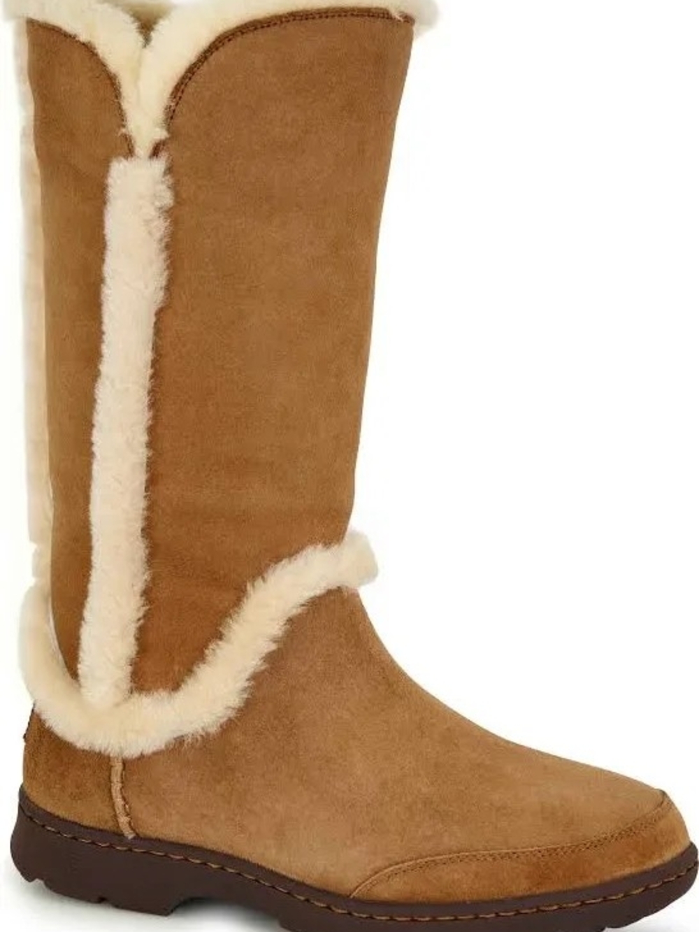 UGG Tall Chestnut Suede Shearling-Trim Winter Boots
